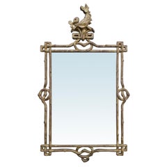Mid-20th Century Italian Hippocampus Giltwood Mirror, Marked 'Made in Italy'