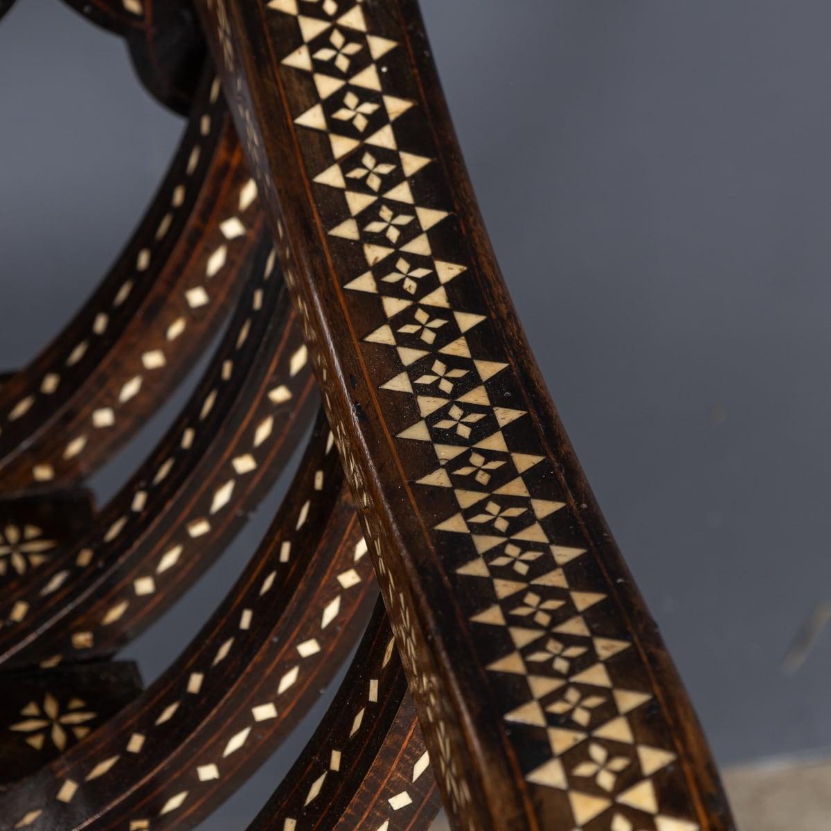 Mid 20th Century Italian Inlaid Hardwood Savonarola Chair For Sale 13