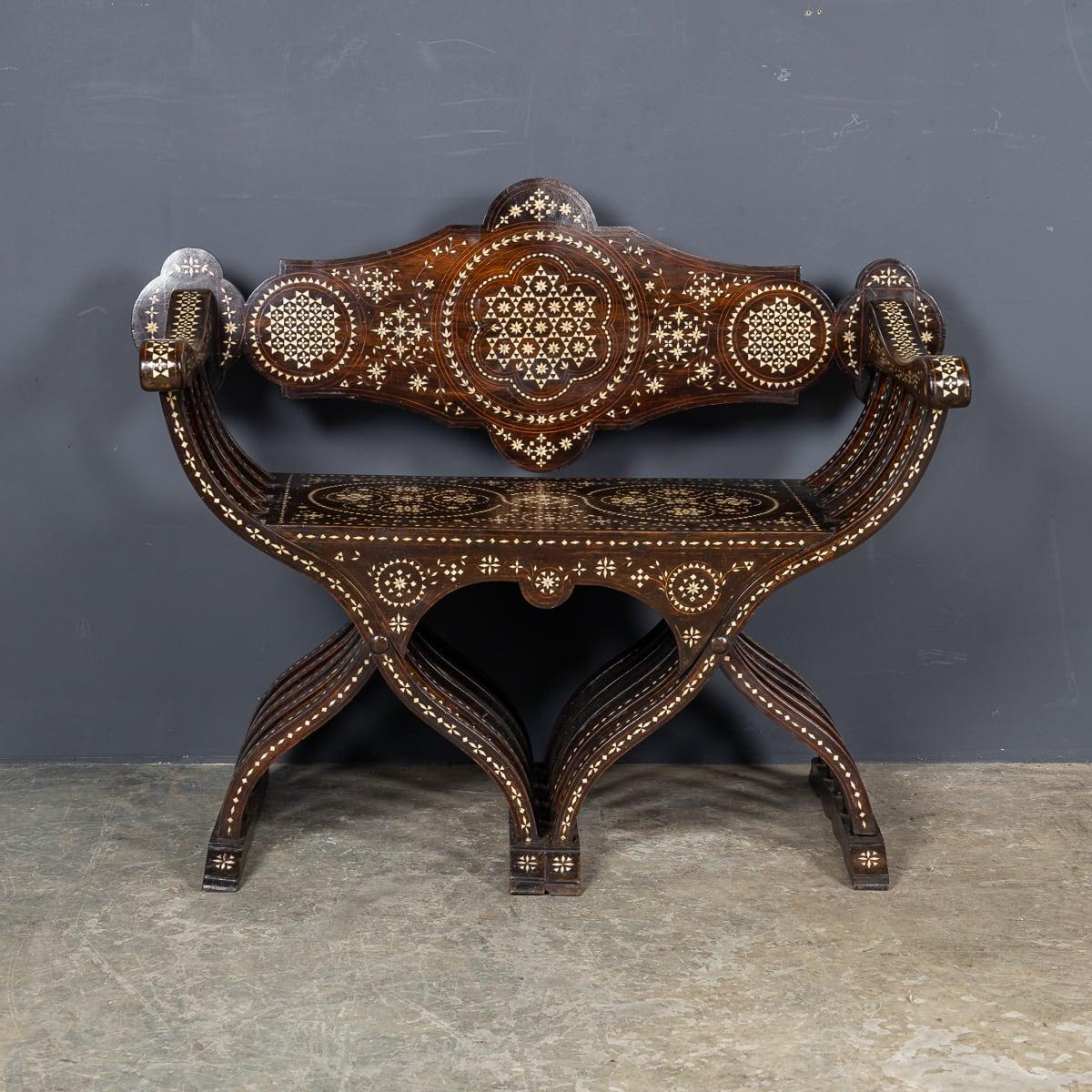 Other Mid 20th Century Italian Inlaid Hardwood Savonarola Chair For Sale