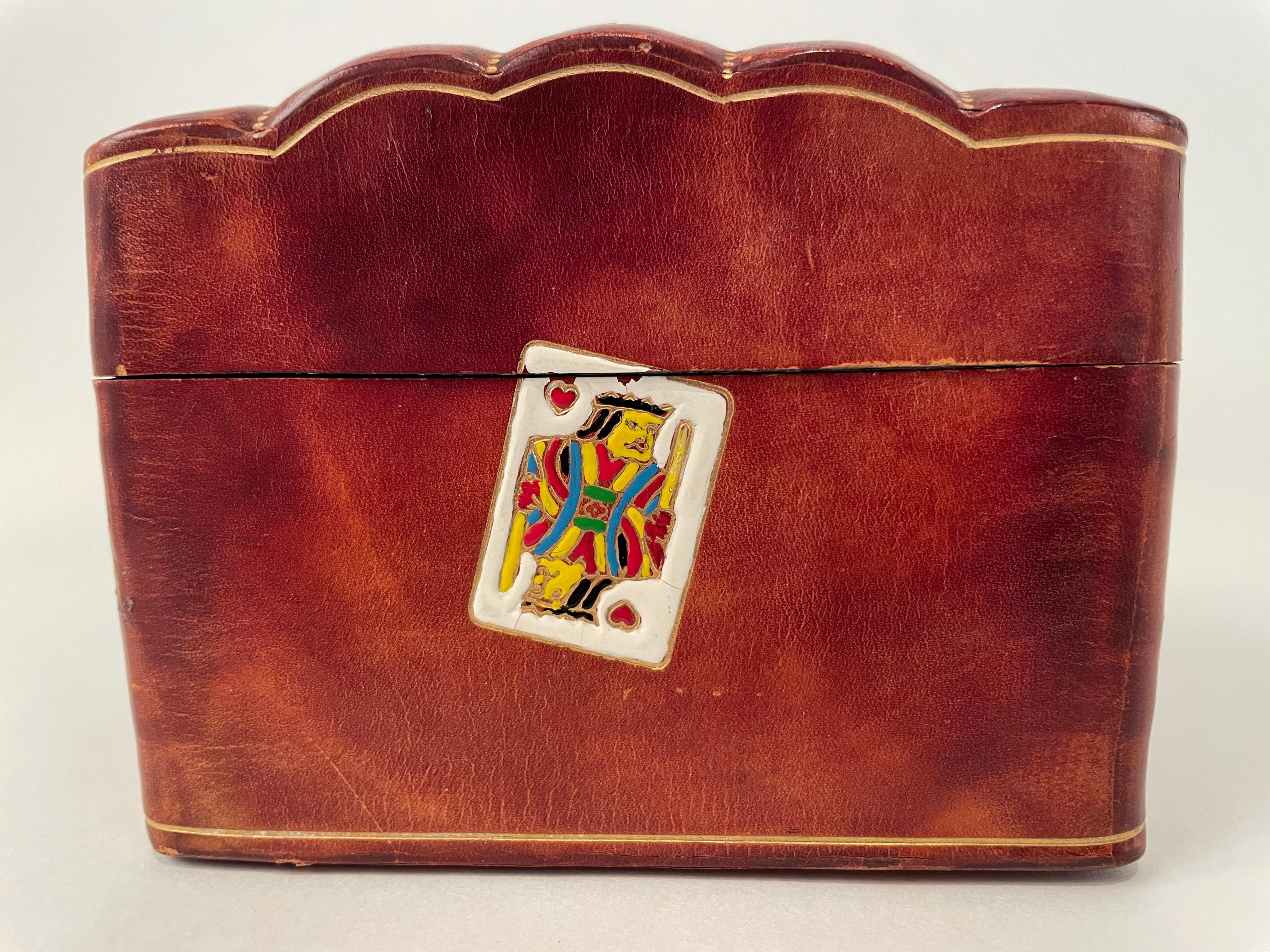 Mid-20th Century Italian Leather Playing Card Case For Sale 9