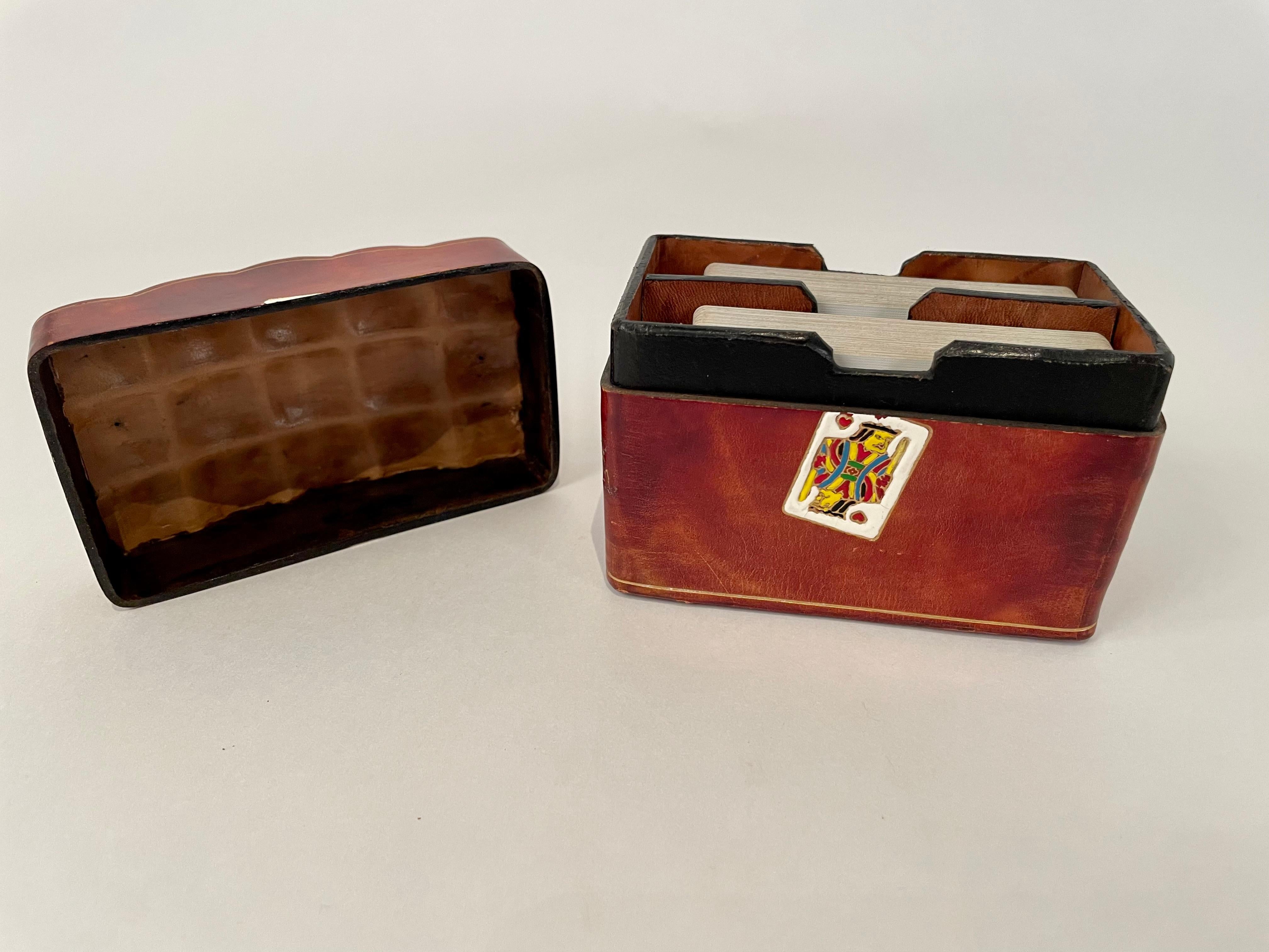 Mid-20th Century Italian Leather Playing Card Case For Sale 10