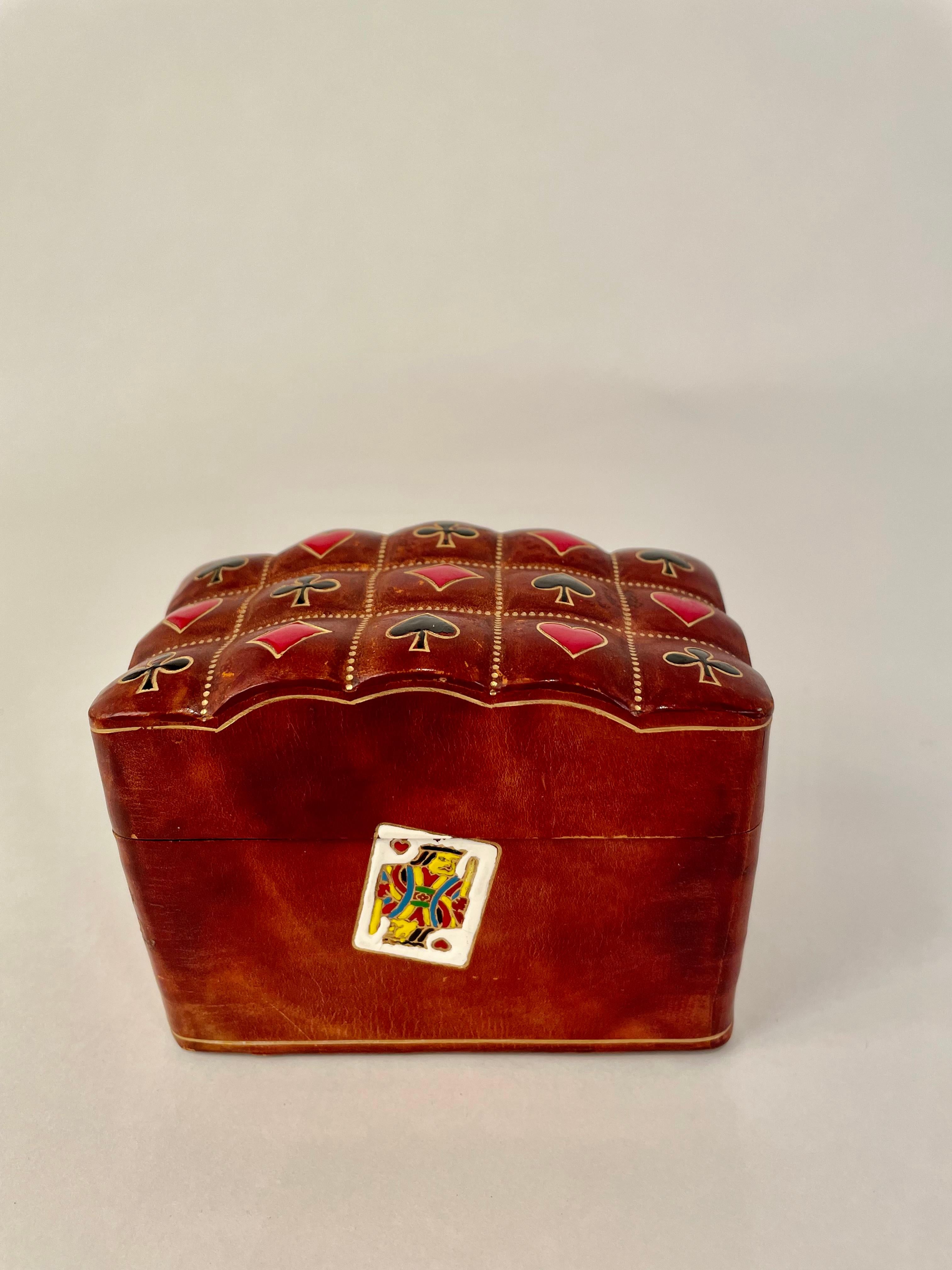 Mid-Century Modern Mid-20th Century Italian Leather Playing Card Case For Sale