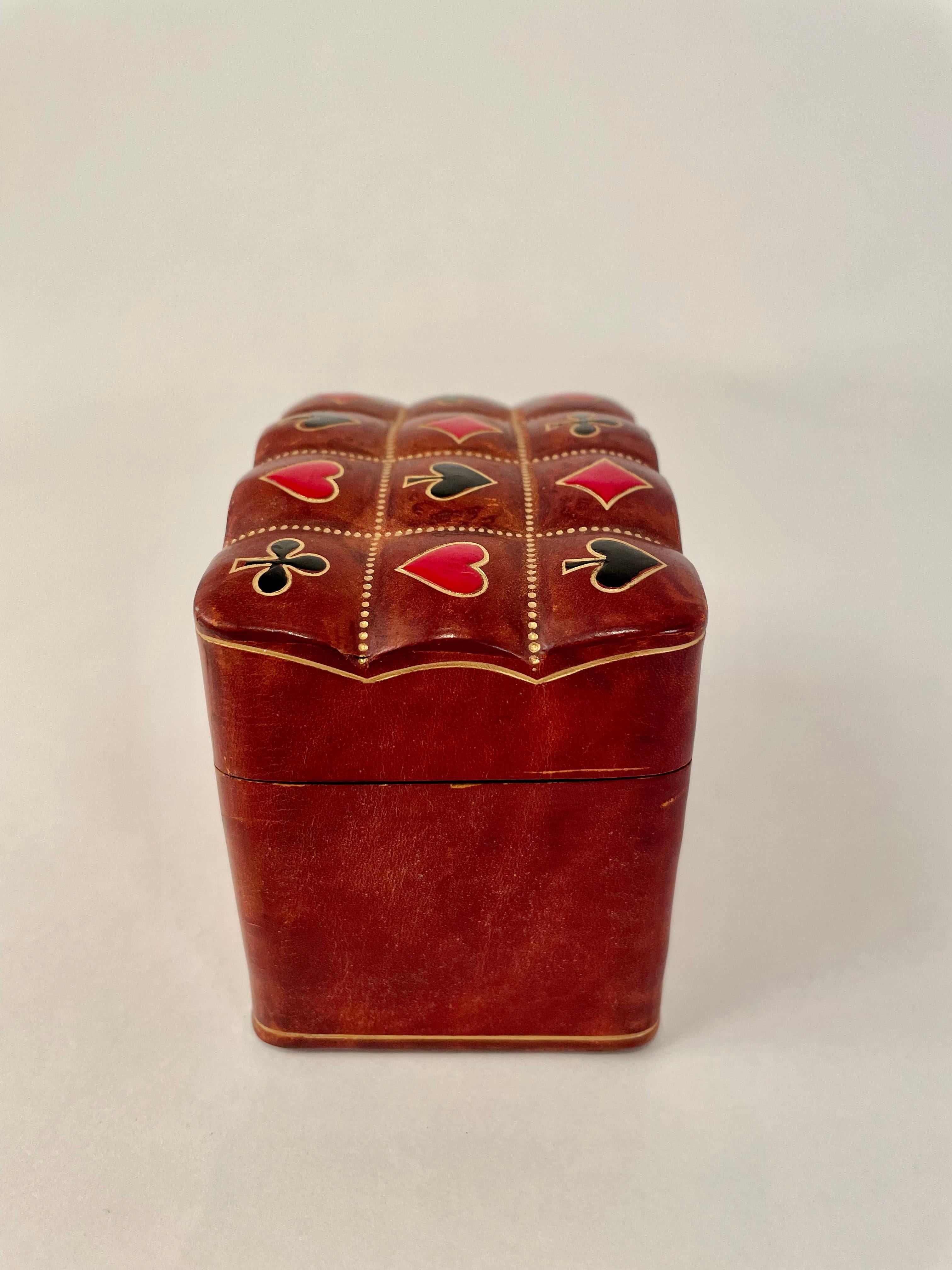Mid-20th Century Italian Leather Playing Card Case For Sale 1