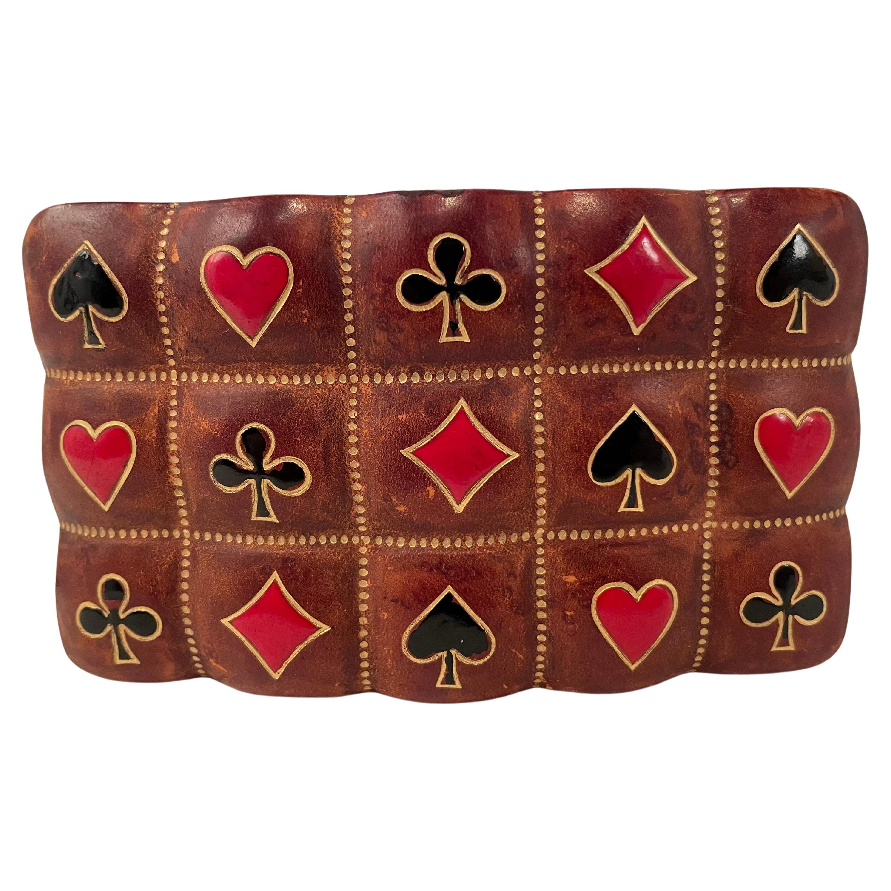 Mid-20th Century Italian Leather Playing Card Case For Sale