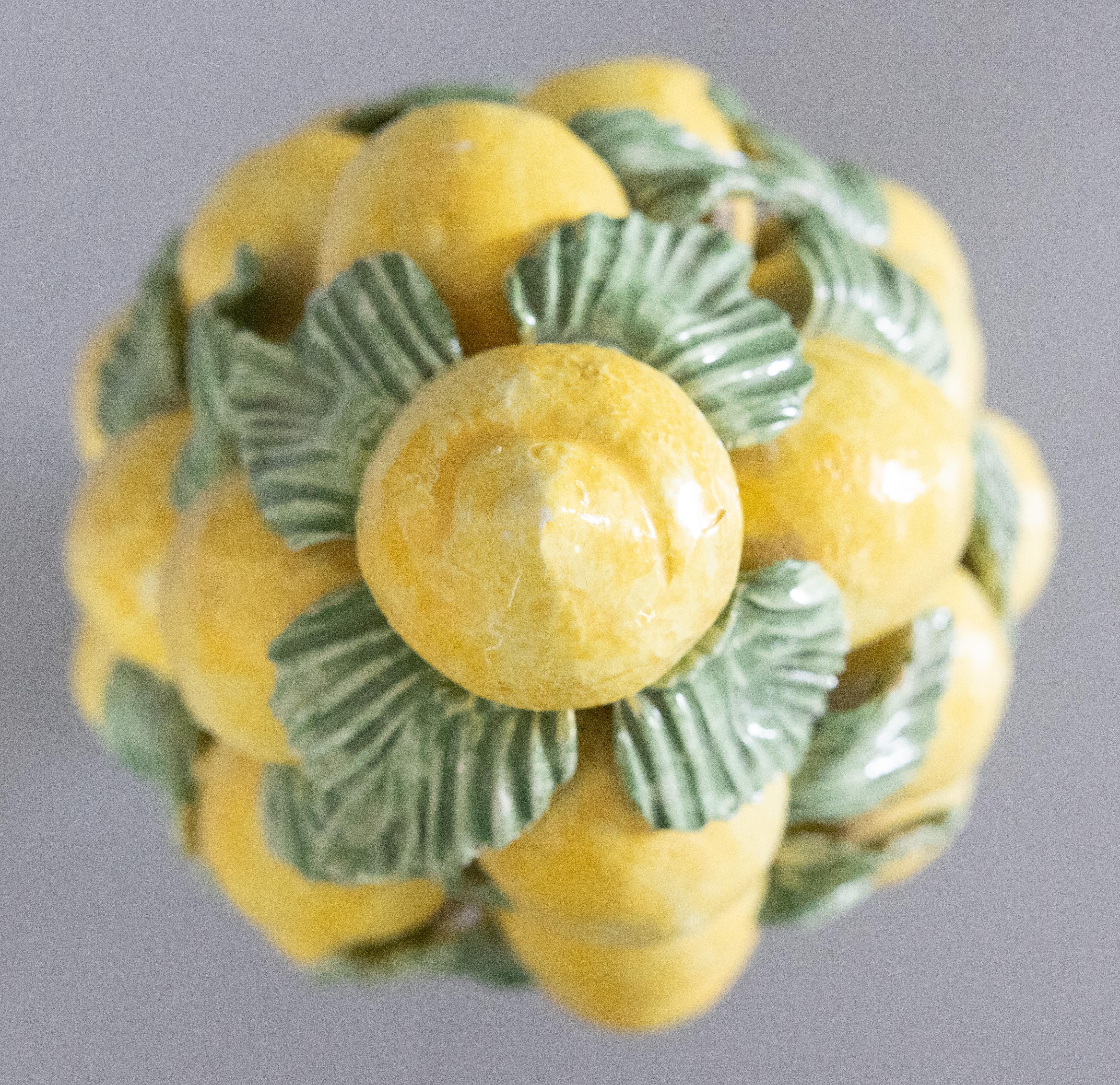 Mid-20th Century Italian Majolica Lemon Topiary Centerpiece In Good Condition In Pearland, TX