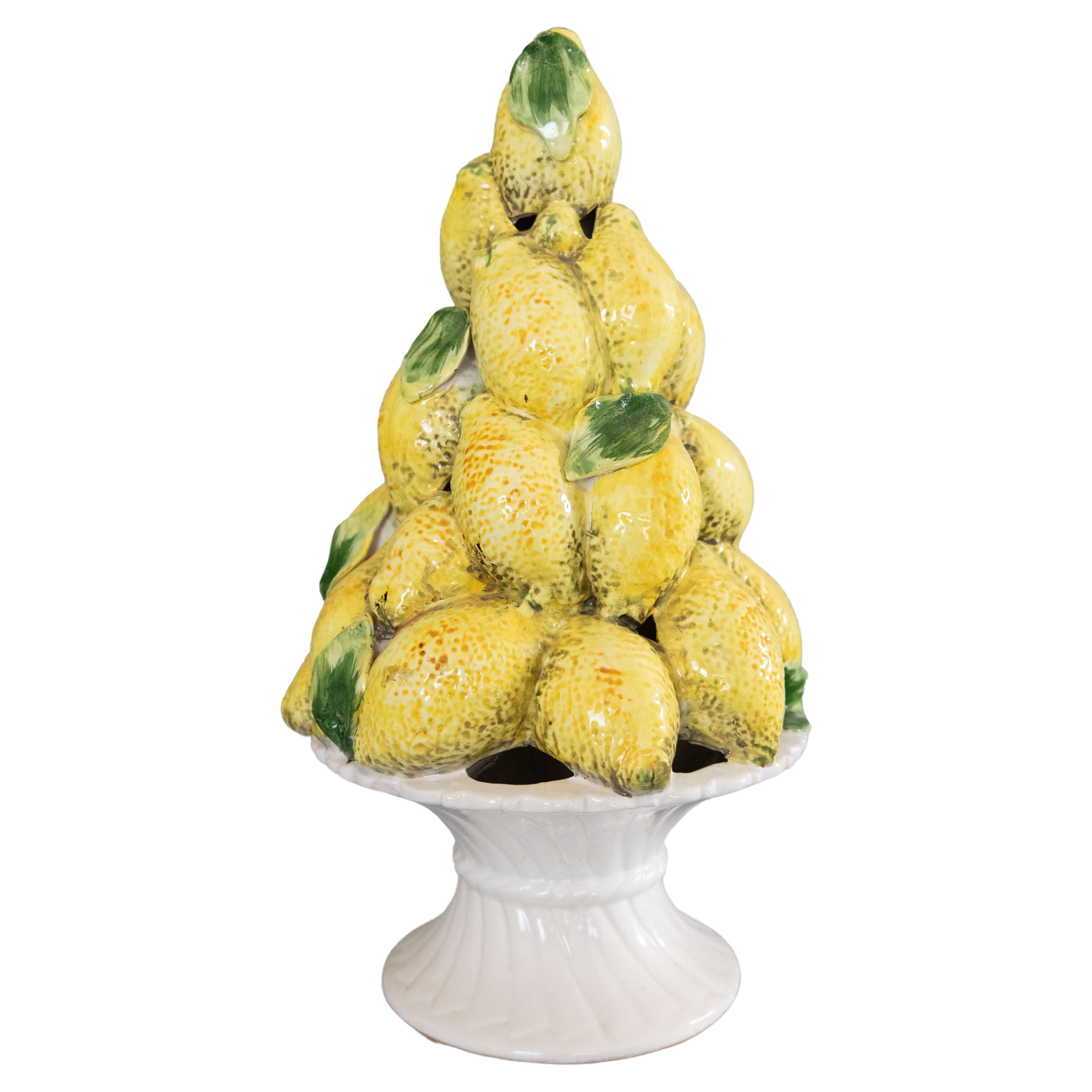 Mitte des 20. Jahrhunderts Italienische Majolika Zitronen-Topiary Tafelaufsatz im Angebot