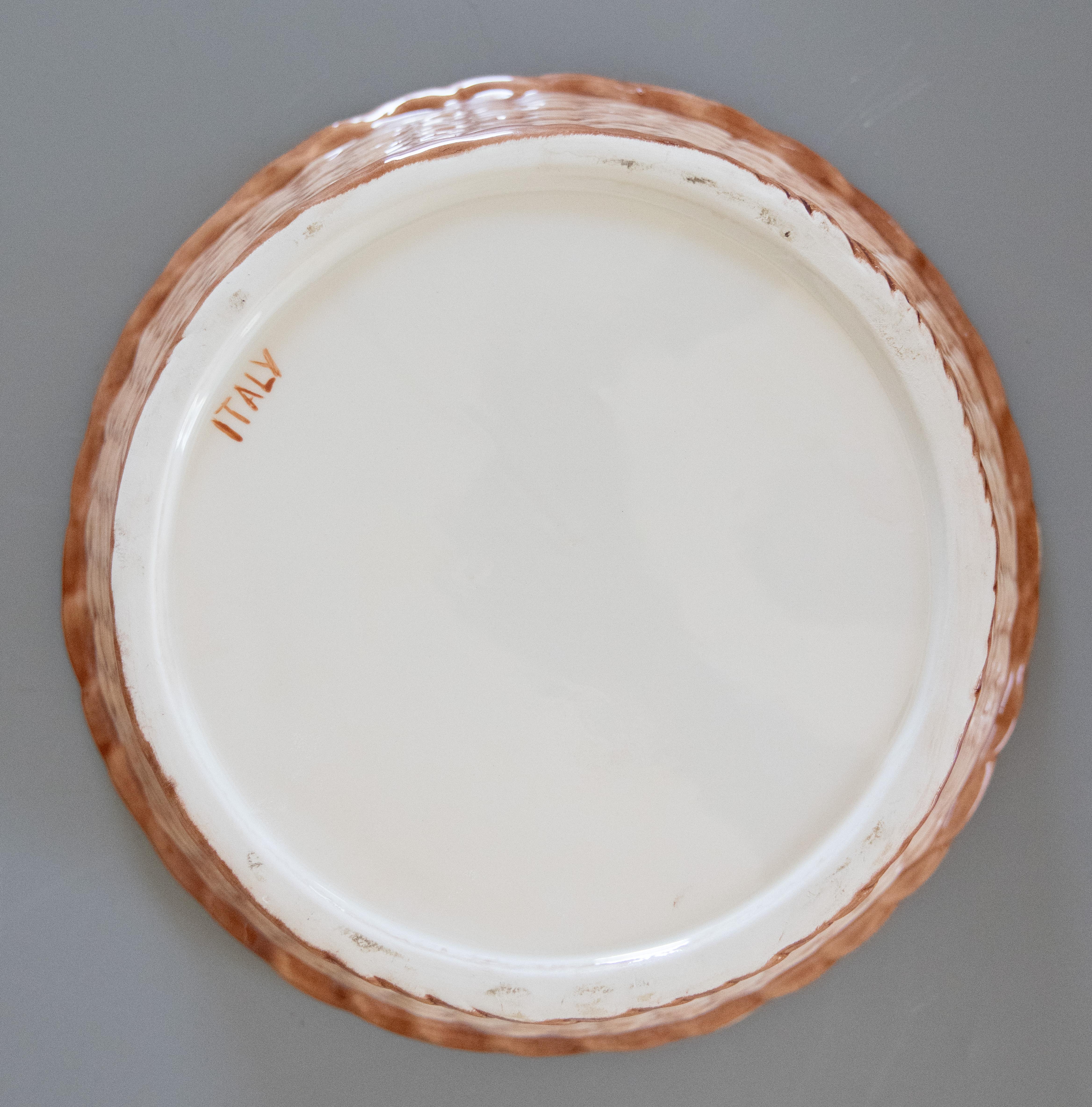 Mid-20th Century Italian Majolica Pheasant Basket Lidded Dish Centerpiece For Sale 5