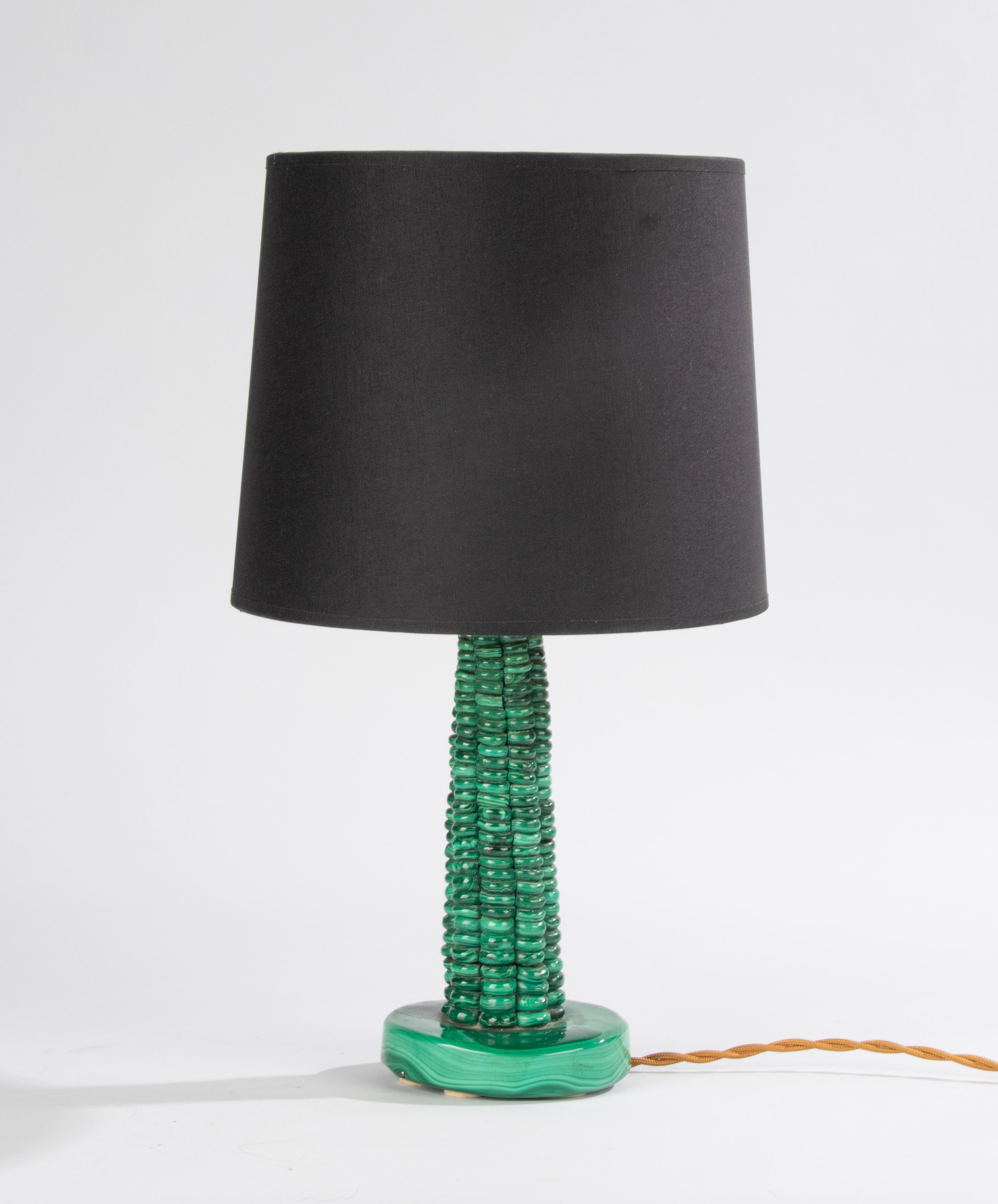 Mid 20th Century Italian Malachite Stone Table Lamp For Sale 6