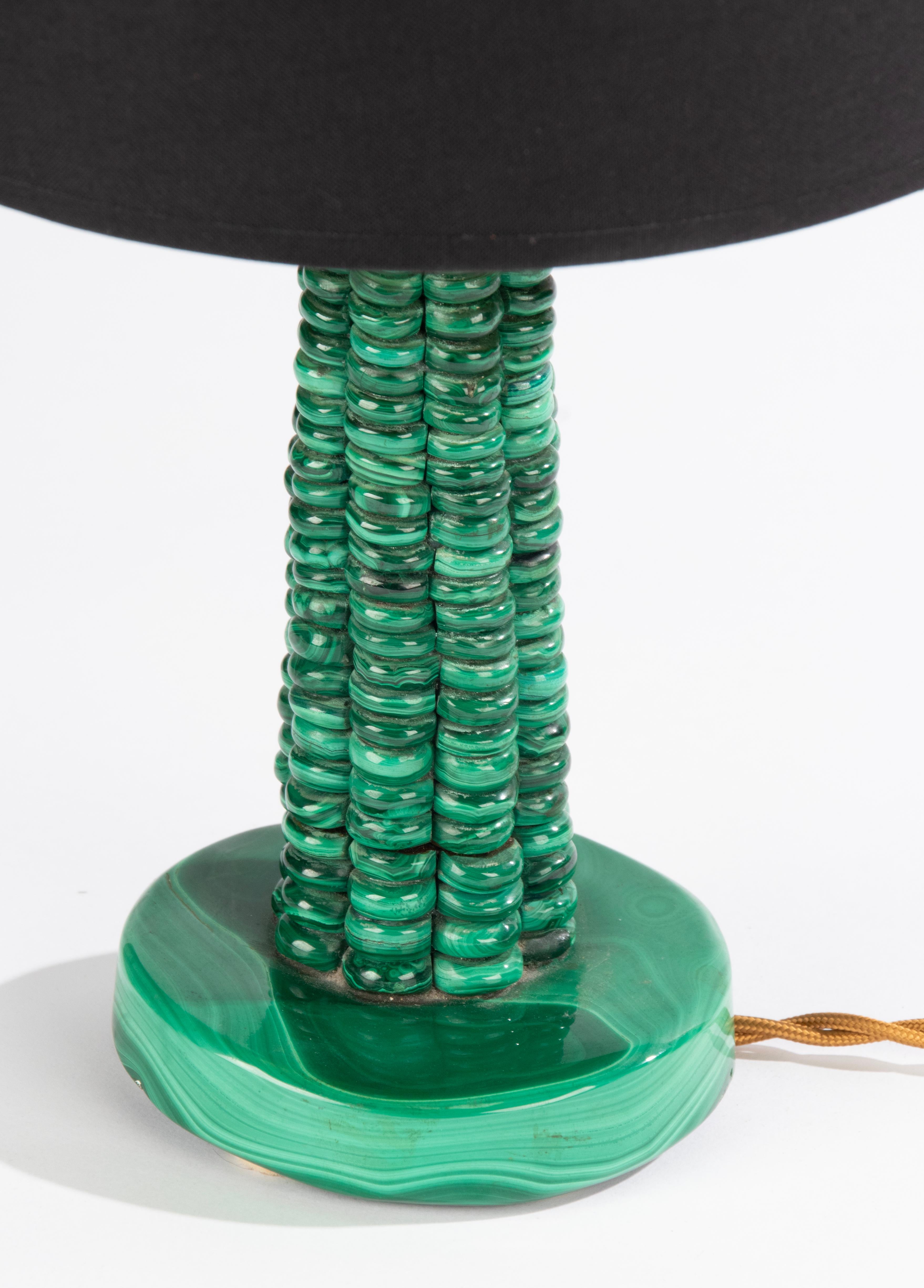 Mid-Century Modern Mid 20th Century Italian Malachite Stone Table Lamp For Sale