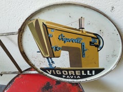 Mid-20th Century Italian Metal Sewing Machine Sign by Brand Vigorelli, 1950