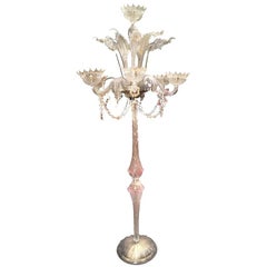 Mid-20th Century Italian Murano Glass Candelabra Floor Lamp