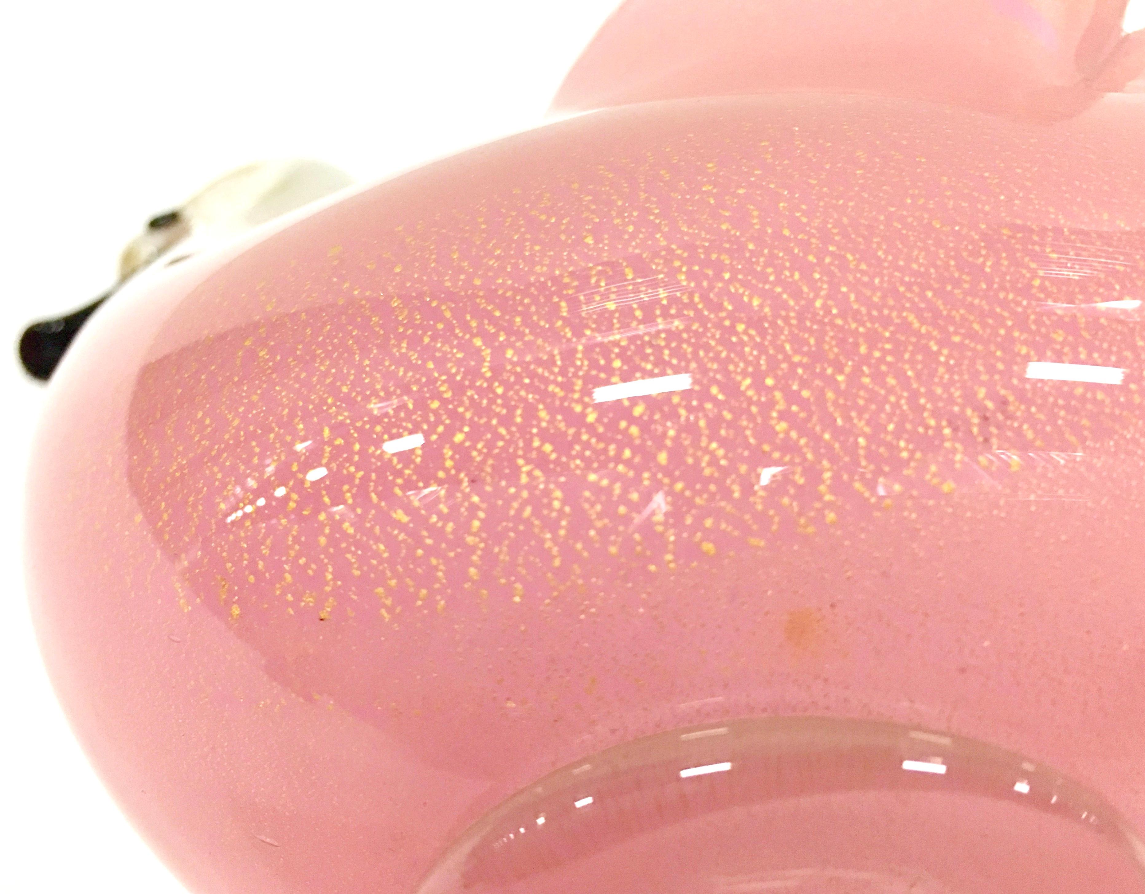 Mid-20th Century Italian Murano Glass Pink and Gold Flecks Sculptural Swan Bowl 8