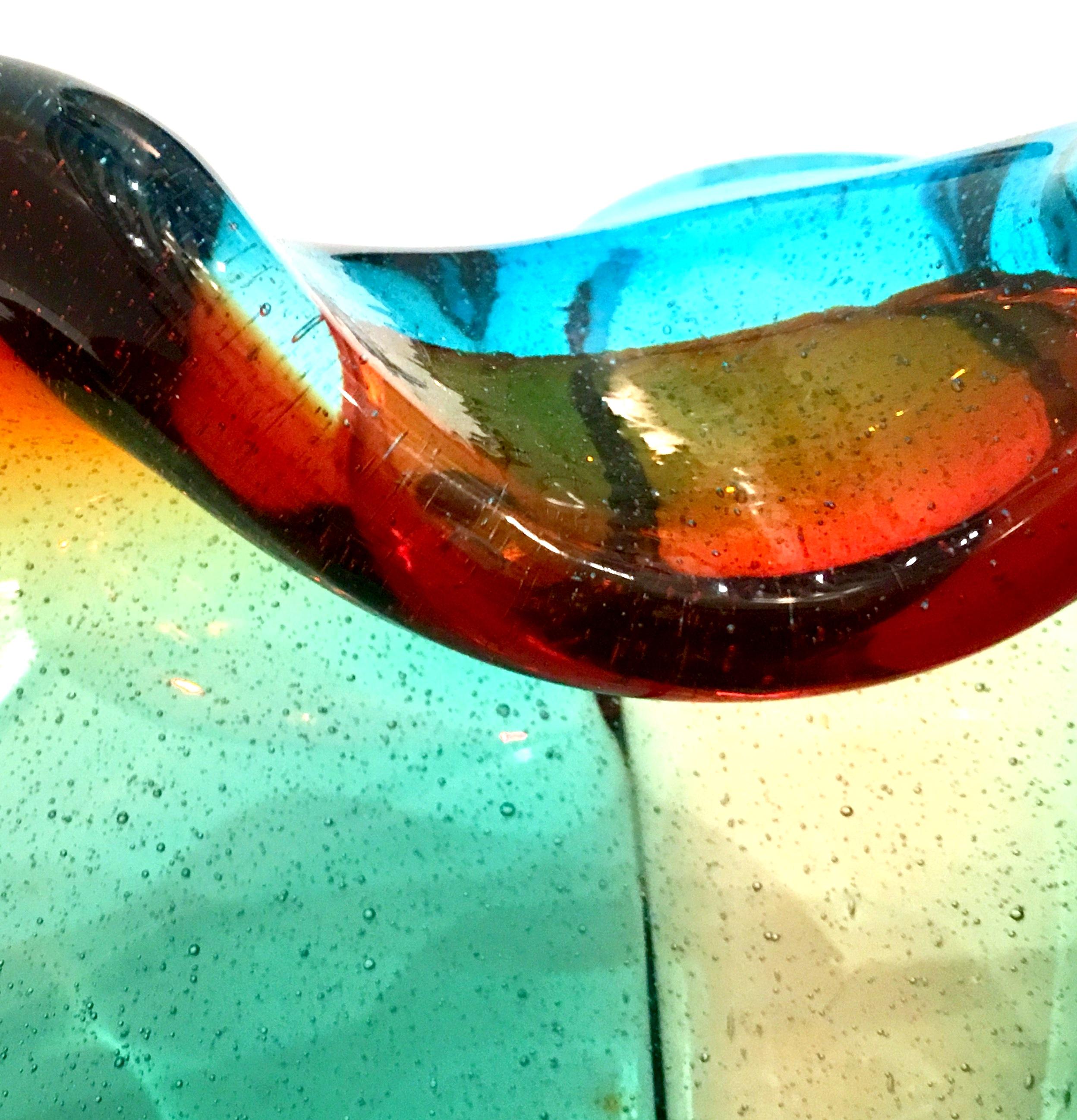 Mid-20th Century Italian Murano Glass Ruffle Bowl For Sale 8