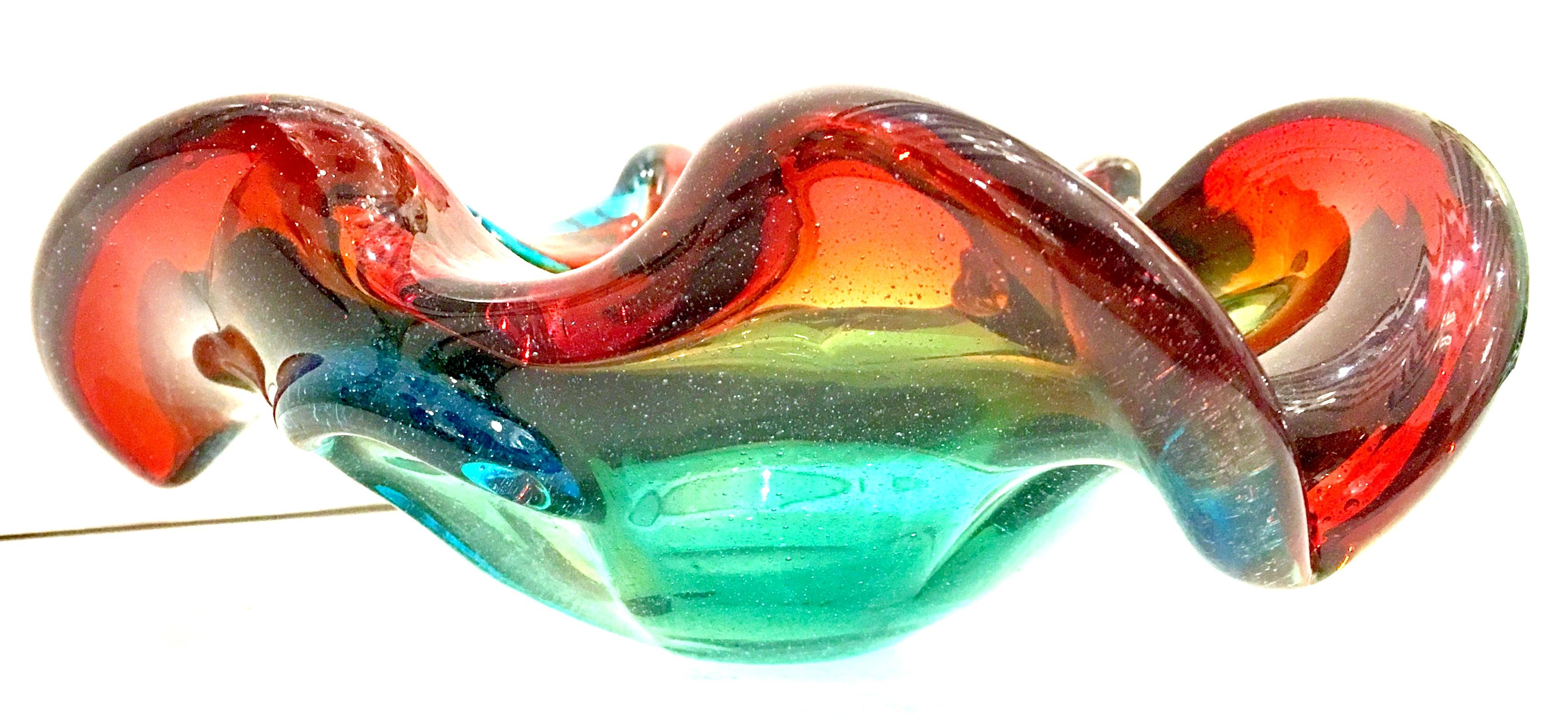 Mid-20th Century Italian Murano Glass Ruffle Bowl For Sale 3