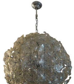 Mid-20th Century Italian Murano Glass "White Gold Lotus" Chandelier