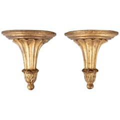 Mid-20th Century Italian Neoclassical Giltwood Wall Brackets, a Pair