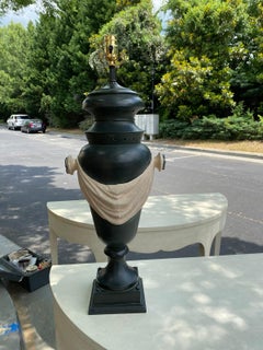 Mid-20th Century Italian Neoclassical Tole Lamp with Custom Finish Swag