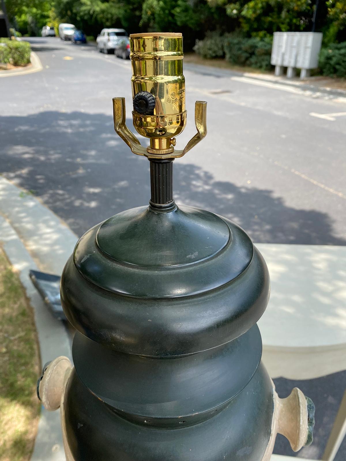 Mid-20th Century Italian Neoclassical Tole Lamp with Custom Finish Swag For Sale 2