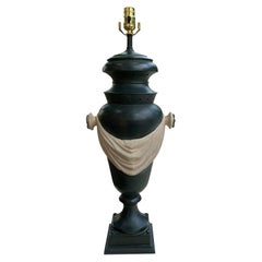 Mid-20th Century Italian Neoclassical Tole Lamp with Custom Finish Swag