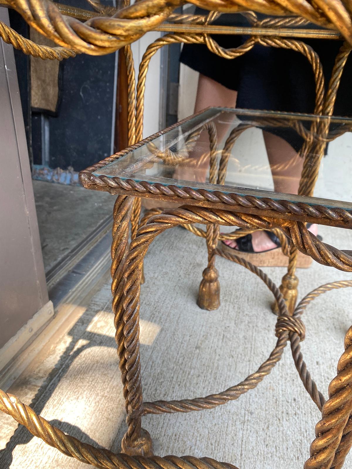 Mid-20th Century Italian Nesting Tables with Rope and Tassel Detail For Sale 6