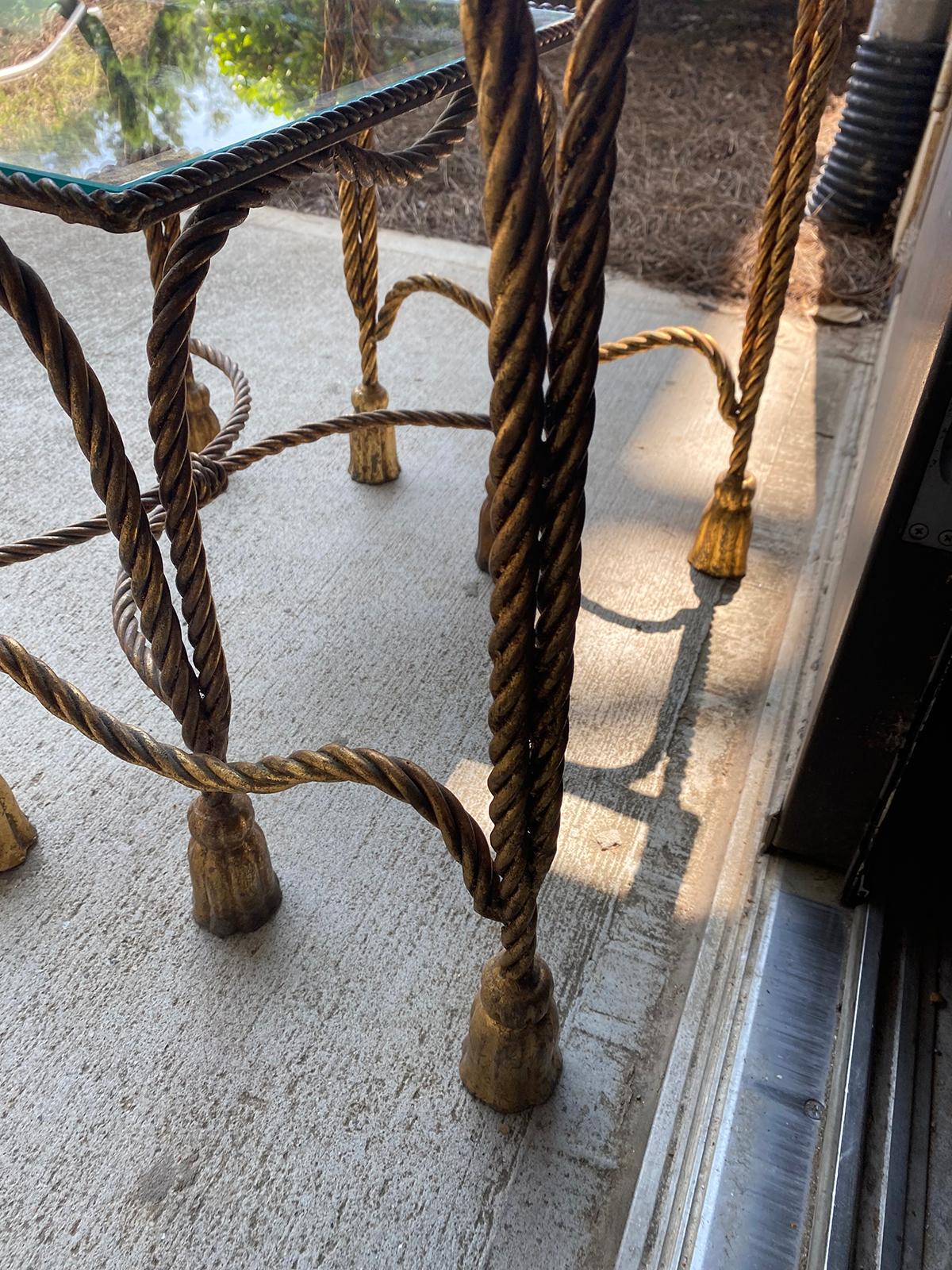 Mid-20th Century Italian Nesting Tables with Rope and Tassel Detail For Sale 8