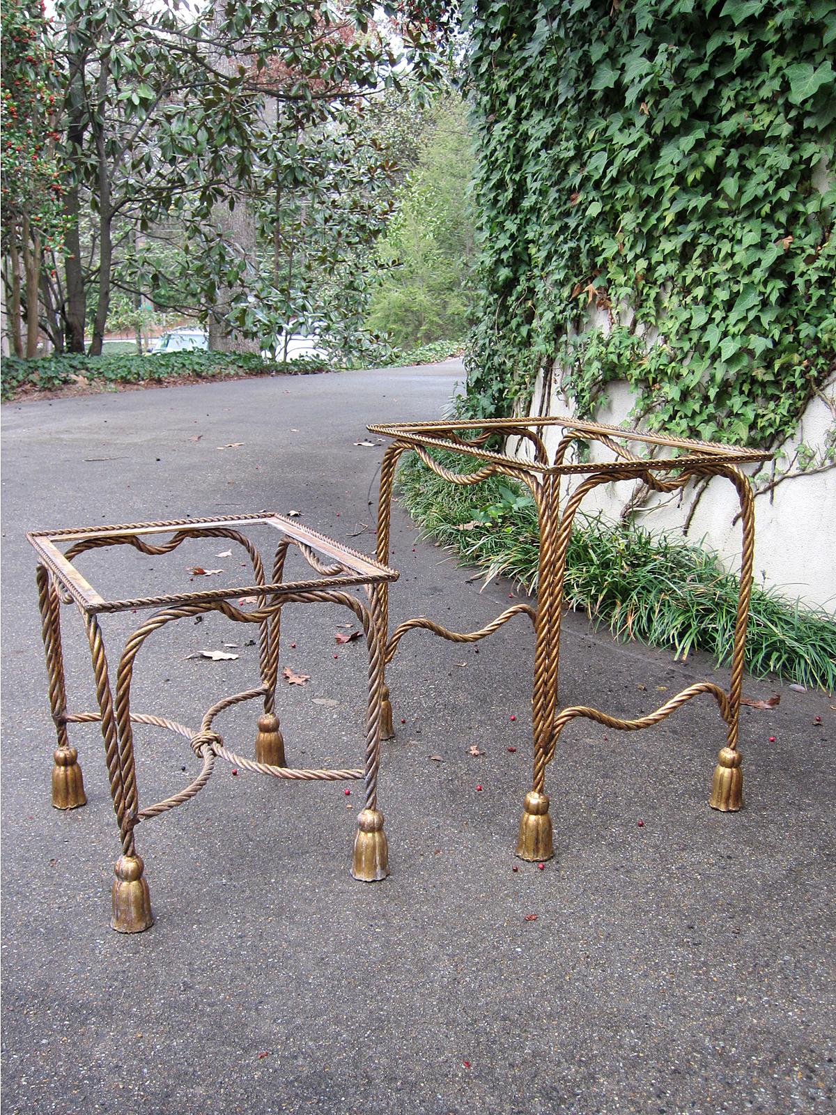 Mid-20th Century Italian Nesting Tables with Rope and Tassel Detail For Sale 10