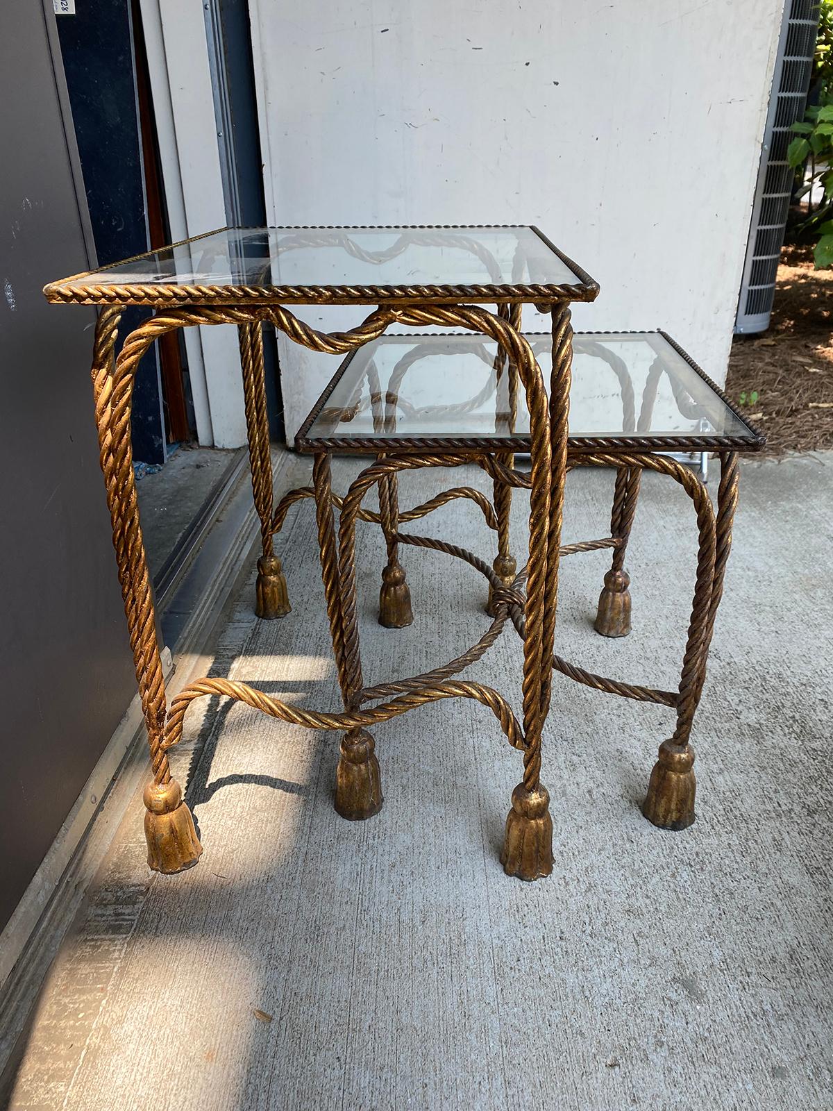 Mid-20th Century Italian Nesting Tables with Rope and Tassel Detail For Sale 2