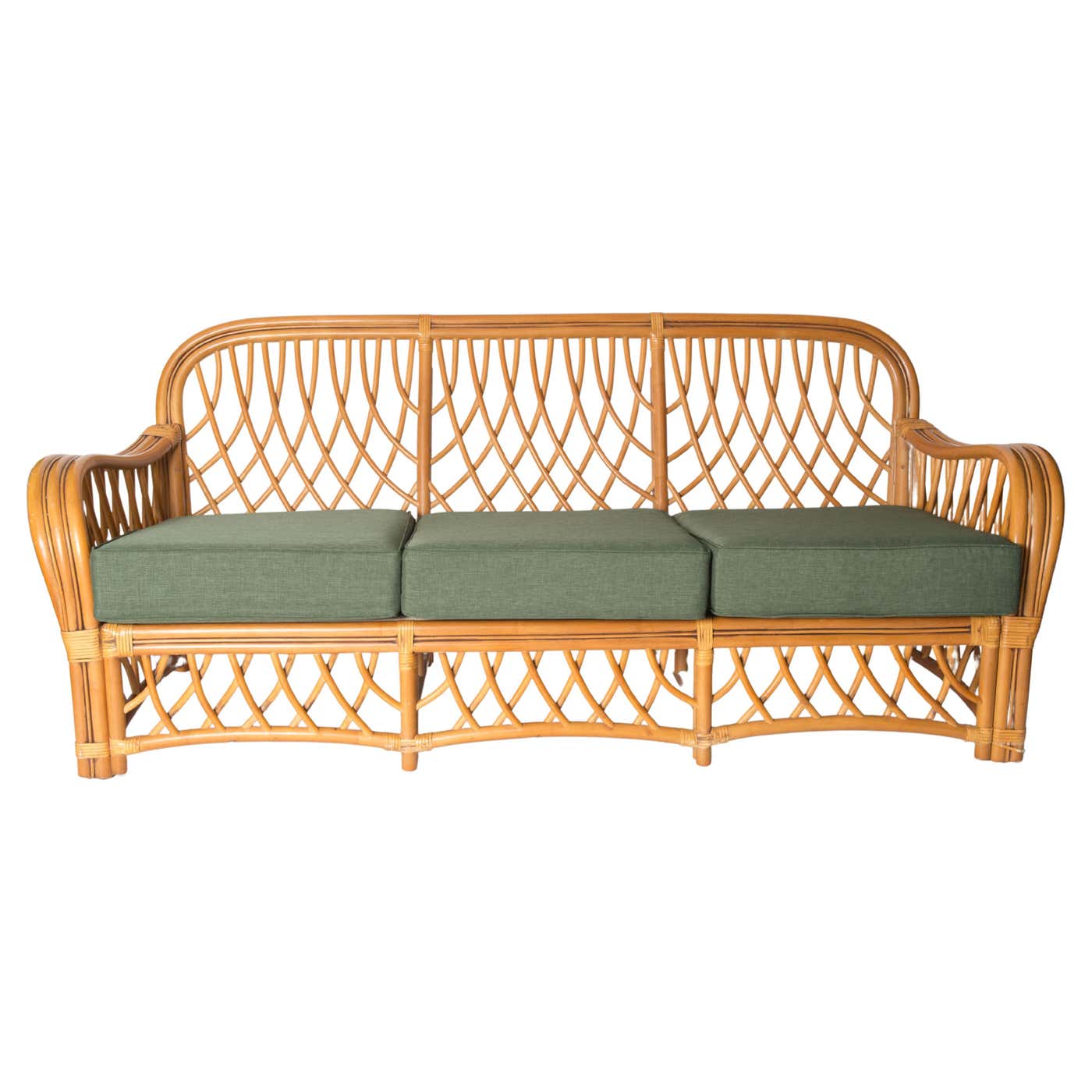 Mid-20th Century Italian Organic Modern Rattan Sofa For Sale at 1stDibs