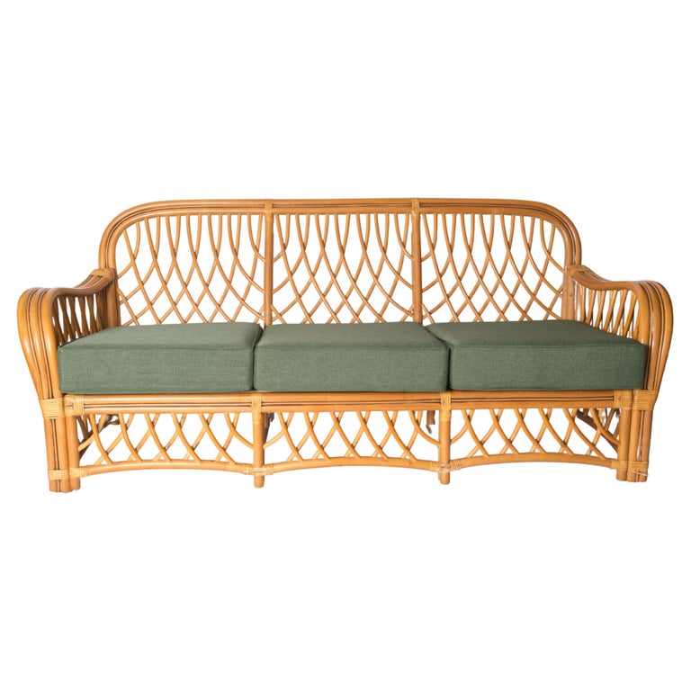 Mid 20th Century Italian Organic Modern Rattan Sofa For Sale at 1stDibs