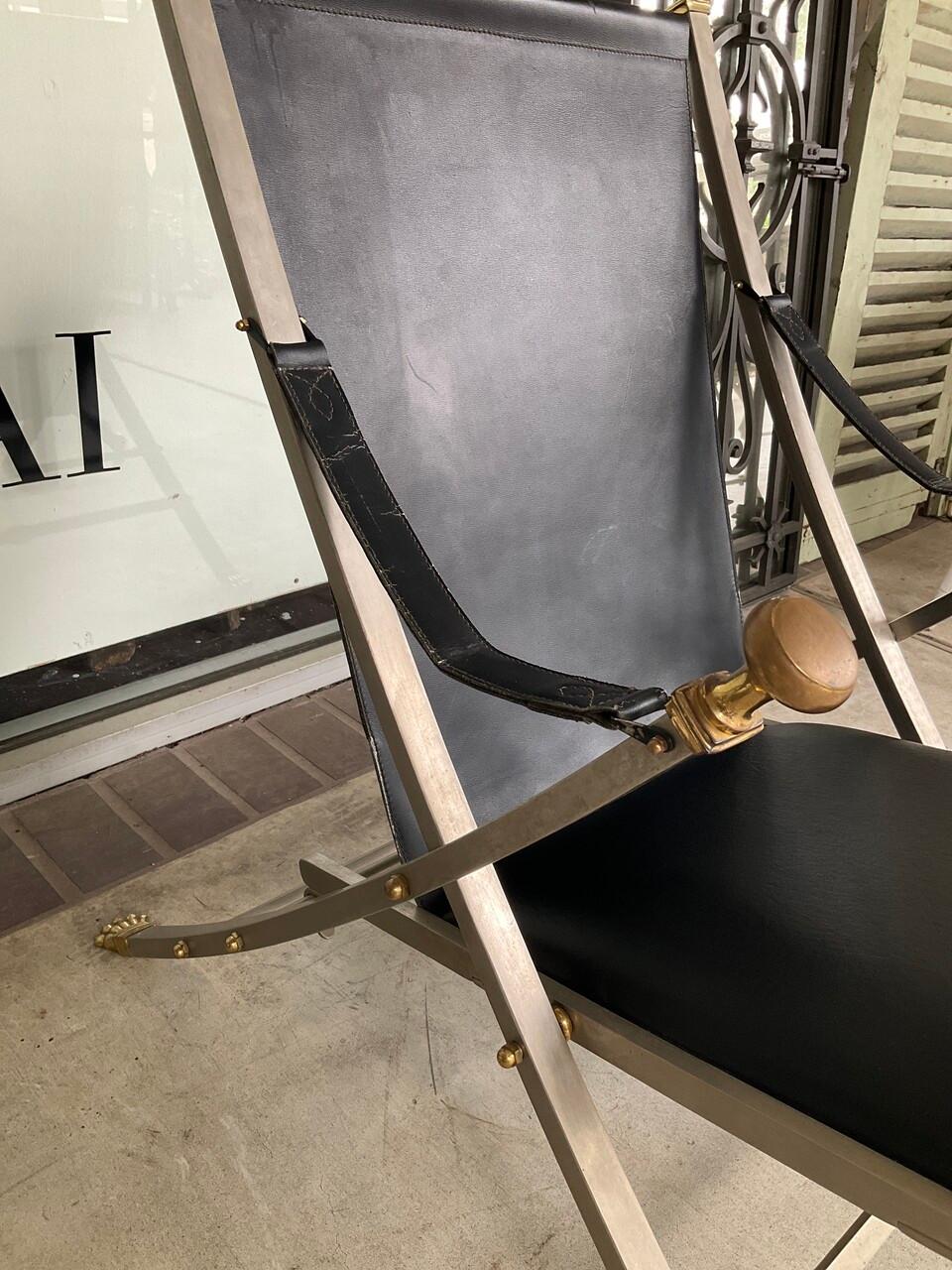 Mid 20th Century Italian Otto Parzinger Campaign Maison Jansen Sling Chair For Sale 7