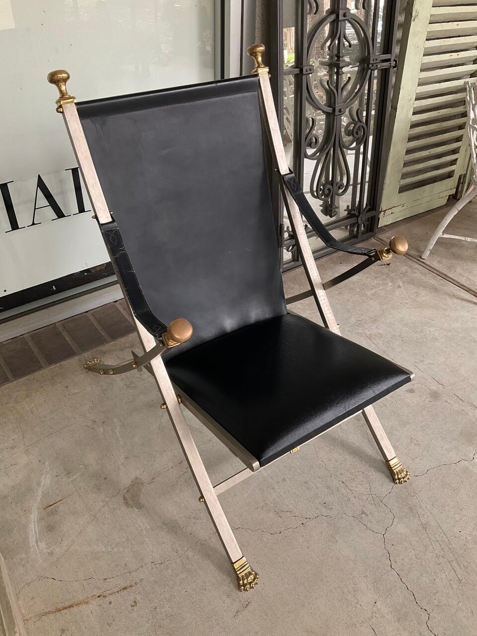 Mid 20th Century Italian Otto Parzinger Campaign Maison Jansen Sling Chair For Sale 8