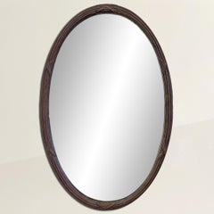 Mid-20th Century Italian Oval Framed Reed and Ribbon Mirror