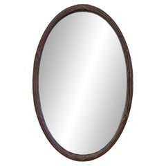 Mid-20th Century Italian Oval Framed Reed and Ribbon Mirror