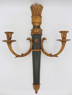 Mid-20th Century Italian Pair of Cast Metal 2-Light Wall Sconces by Palladio