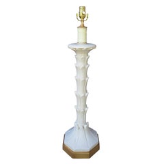 Mid-20th Century Italian Palm Tree Motif Painted Wood Lamp, Custom Giltwood Base