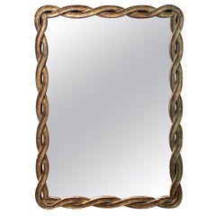 Mid-20th Century Italian Pierced Giltwood Ribbon Mirror