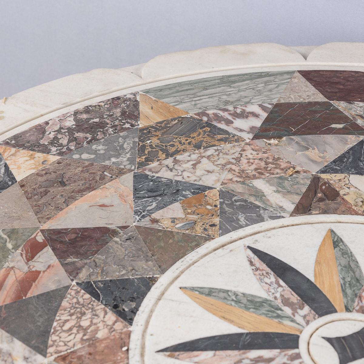 Table d'appoint italienne ronde du milieu du 20e siècle en mosaïque de marbre Pietre Dure en vente 6
