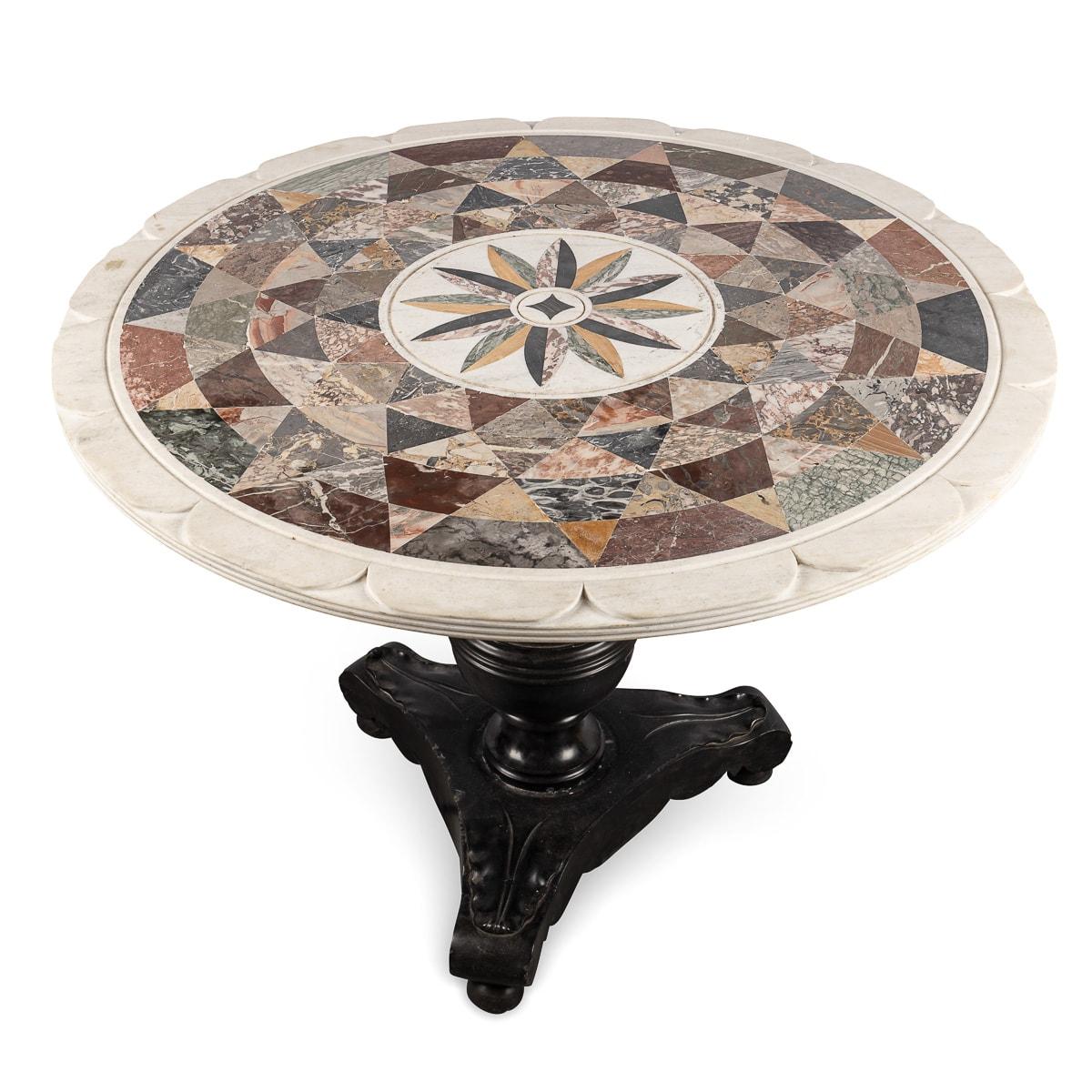 Autre Table d'appoint italienne ronde du milieu du 20e siècle en mosaïque de marbre Pietre Dure en vente