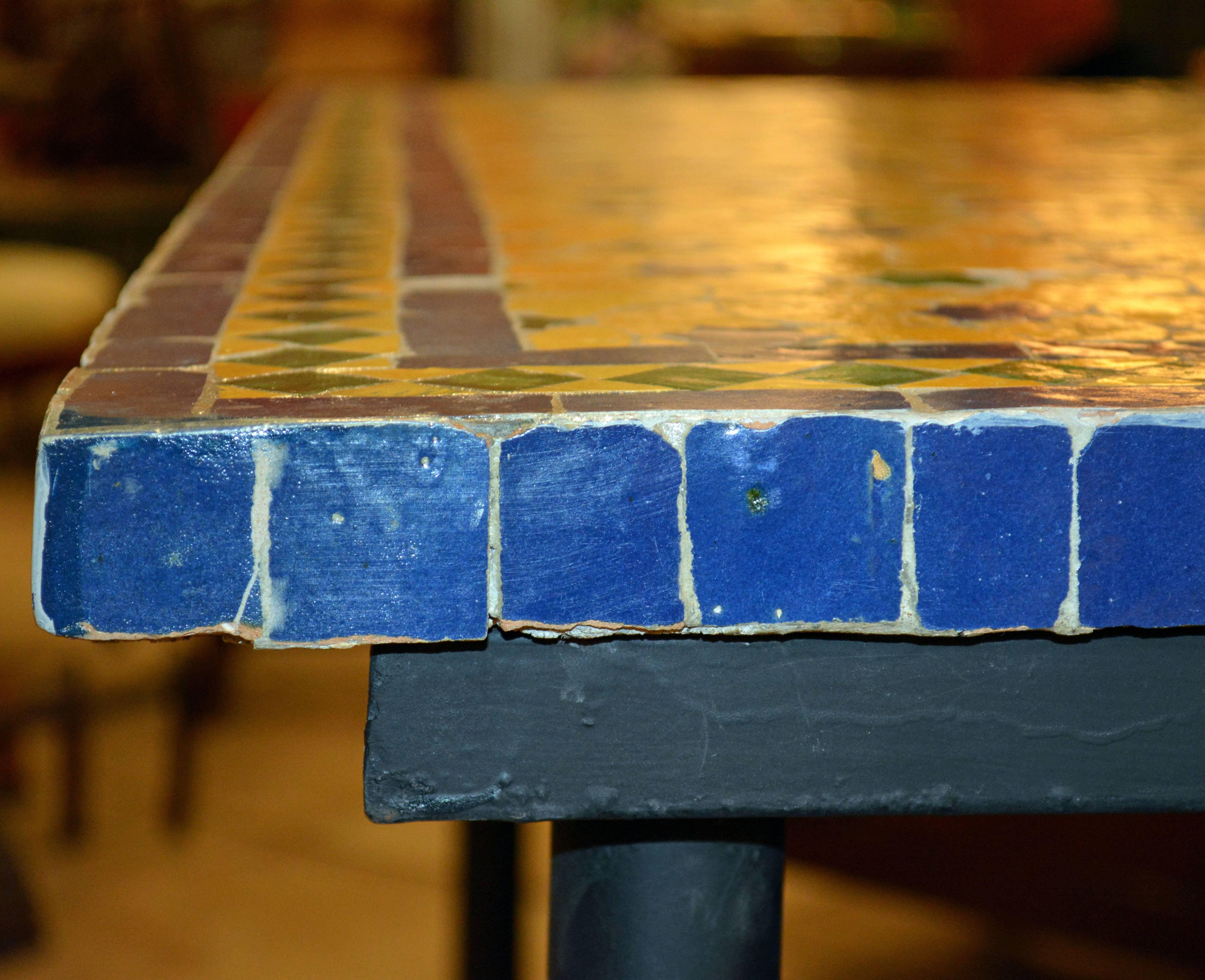 Mid-20th Century Italian Pompeian Style Iron Table with Ceramic Mosaic Top 7