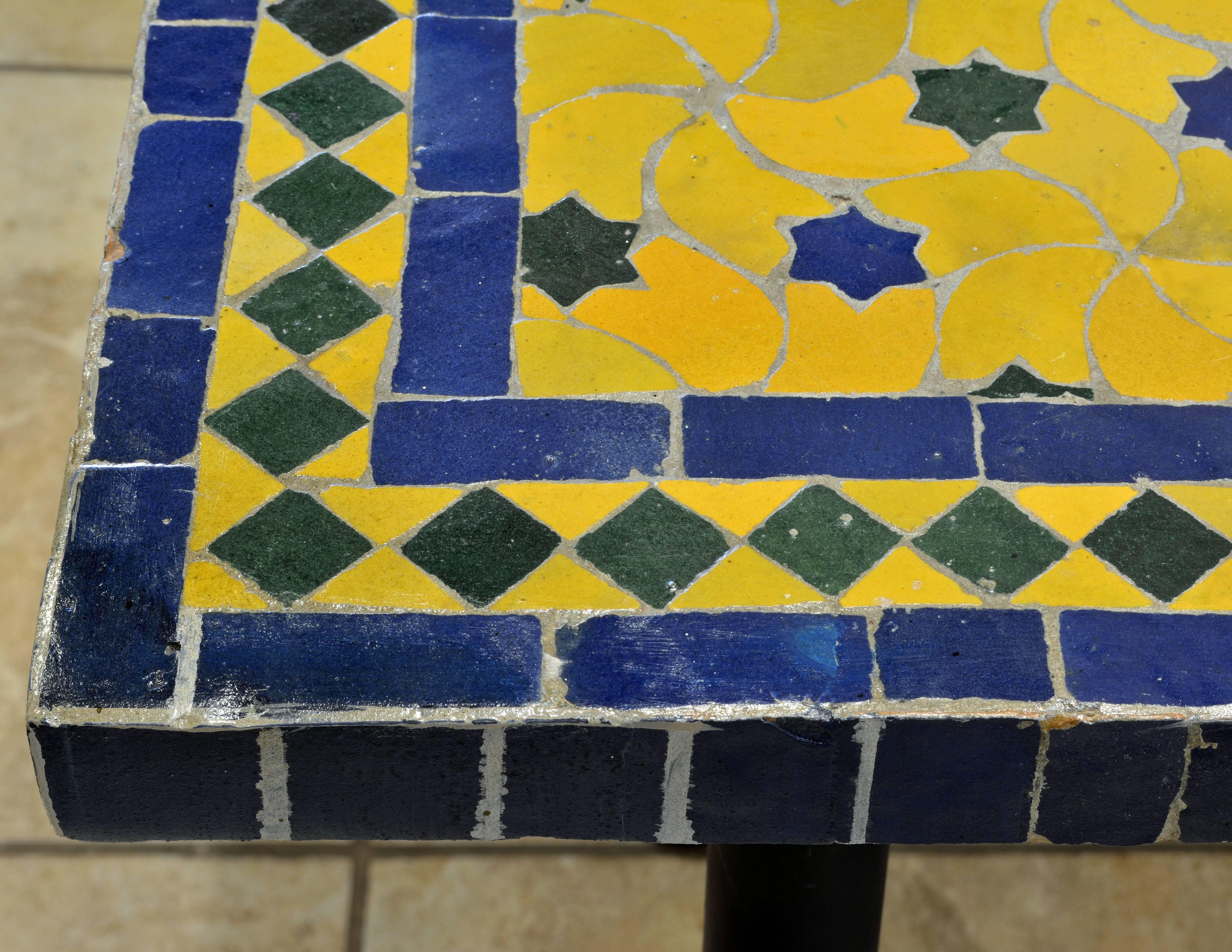 Mid-20th Century Italian Pompeian Style Iron Table with Ceramic Mosaic Top 2