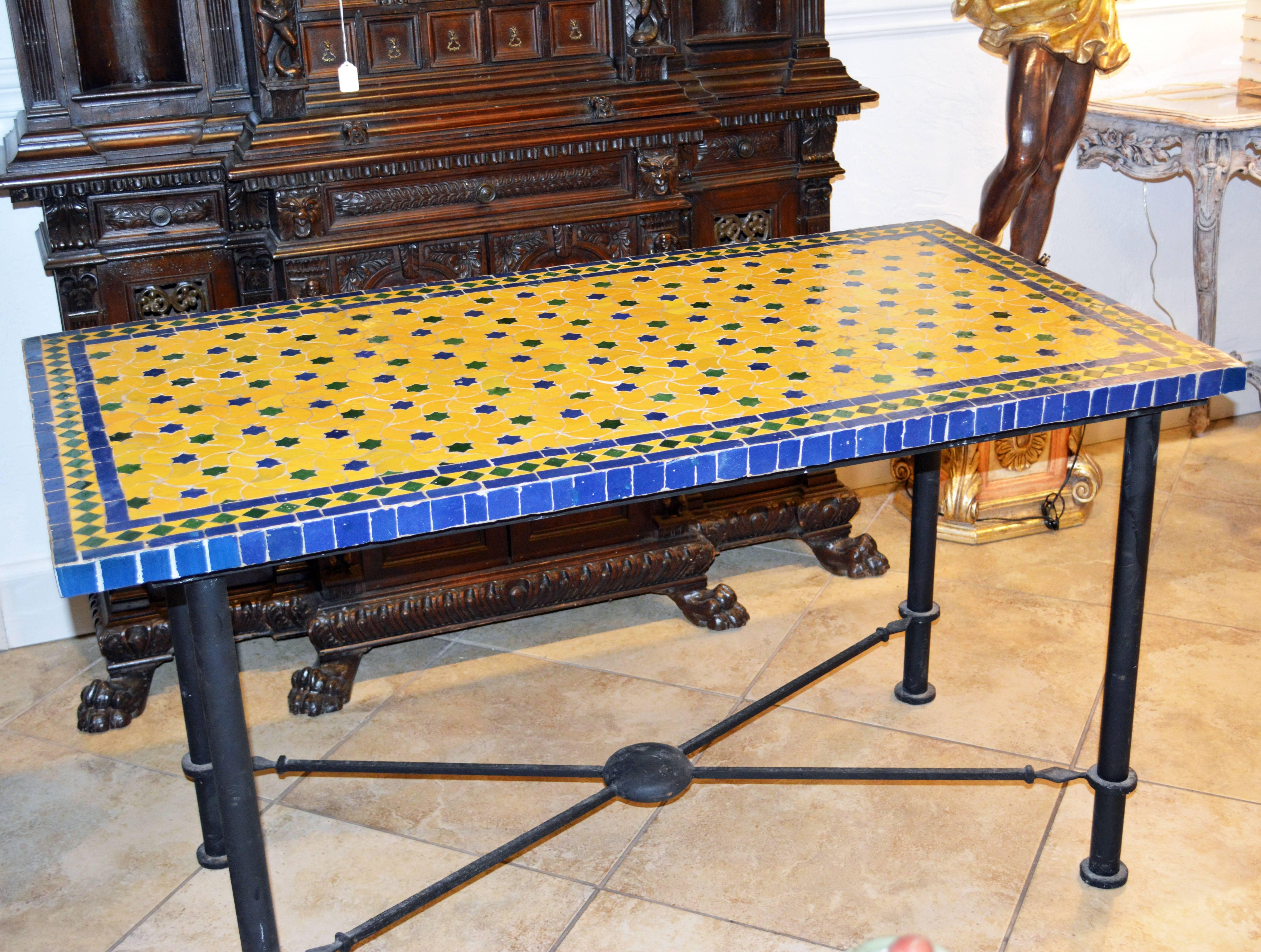 Mid-20th Century Italian Pompeian Style Iron Table with Ceramic Mosaic Top 5
