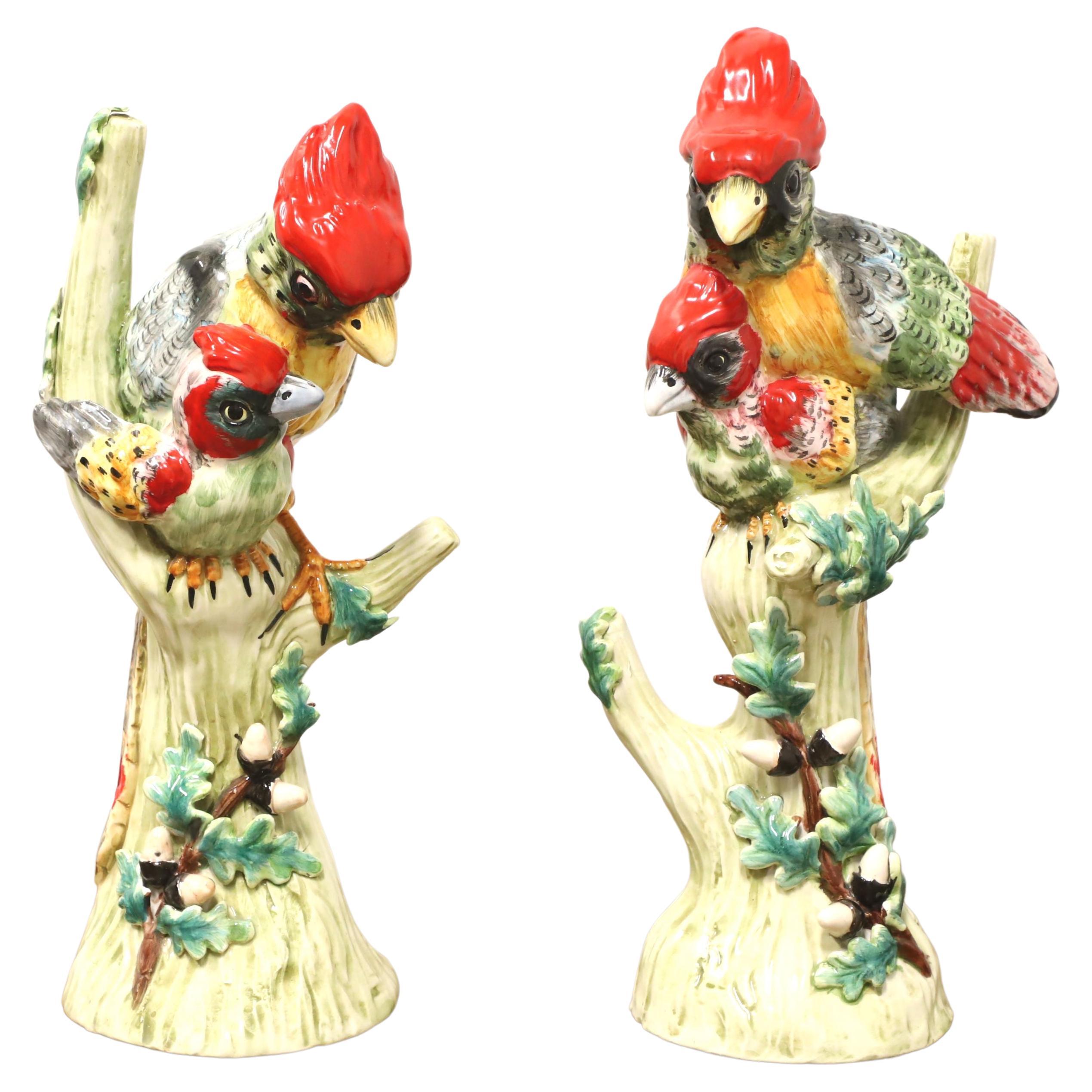 Mid 20th Century Italian Porcelain Cardinal Birds - Pair For Sale 1