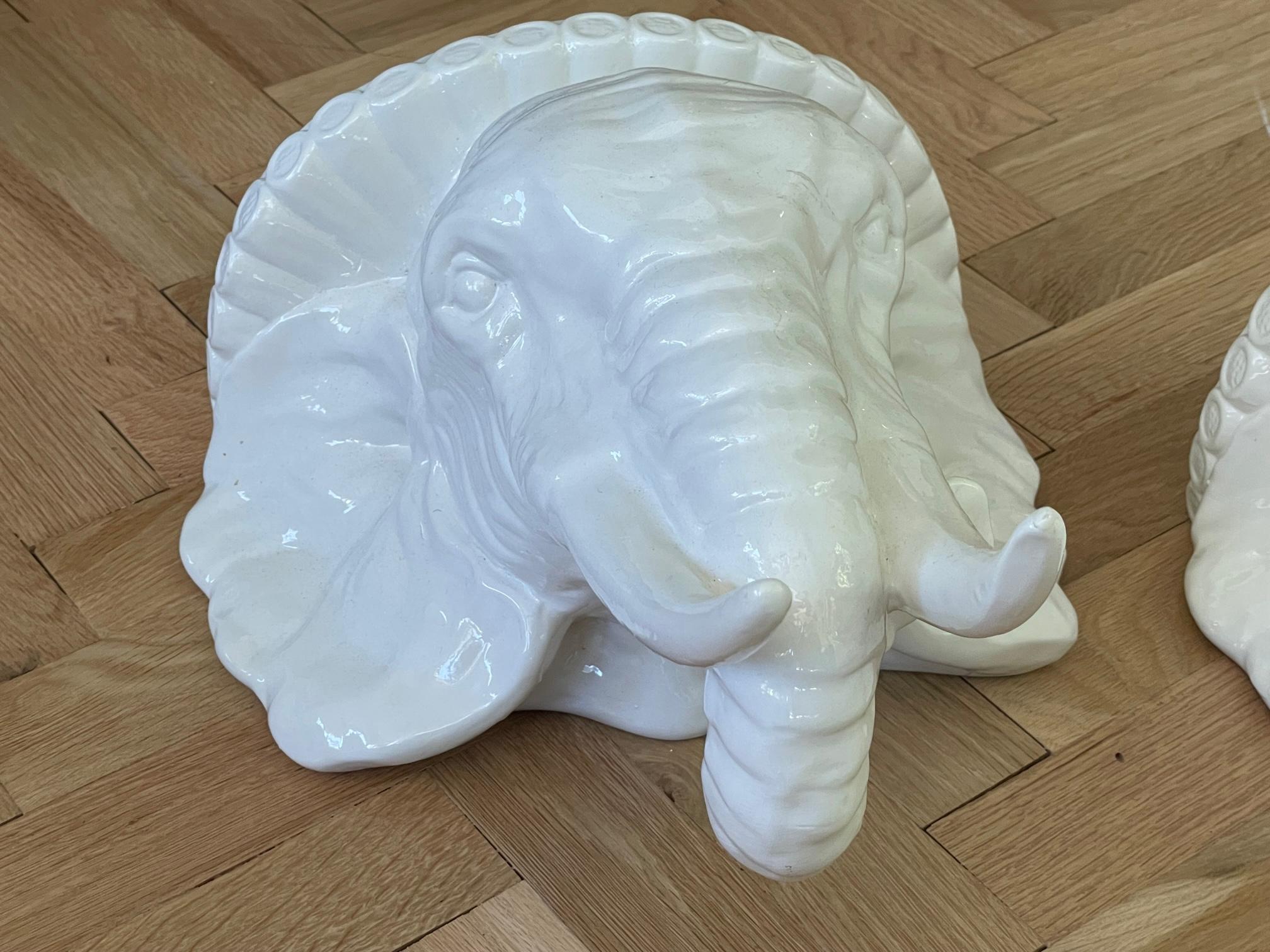 Mid 20th Century Italian Porcelain Elephant Head Wall Shelves For Sale 1