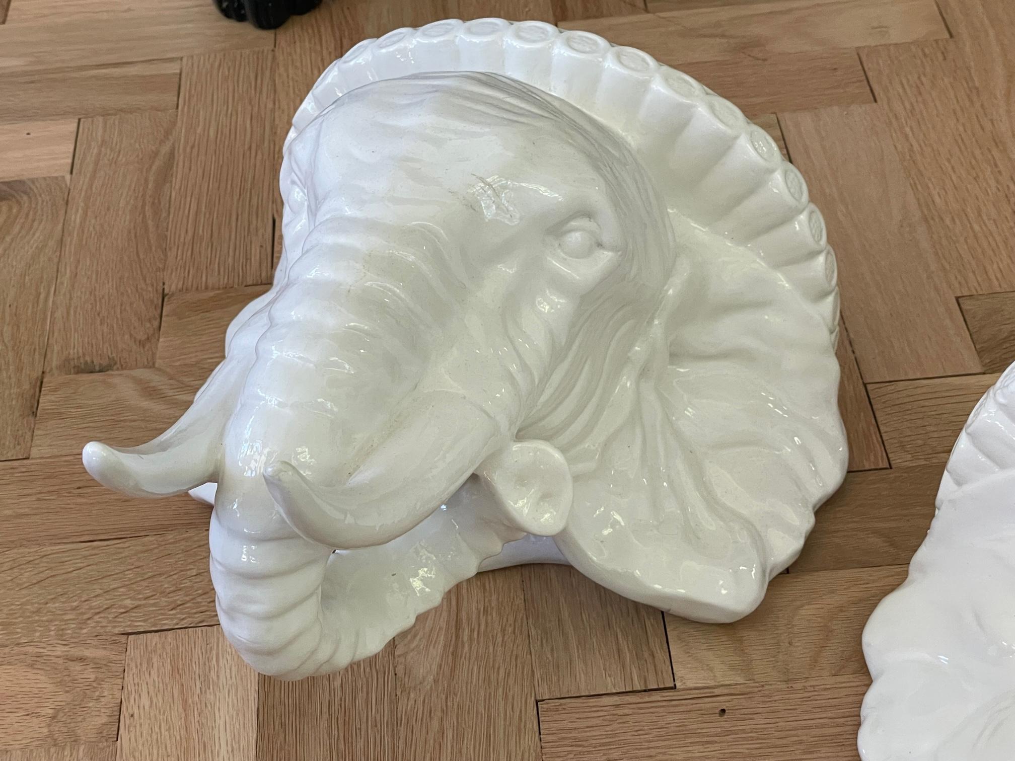 Mid 20th Century Italian Porcelain Elephant Head Wall Shelves For Sale 4