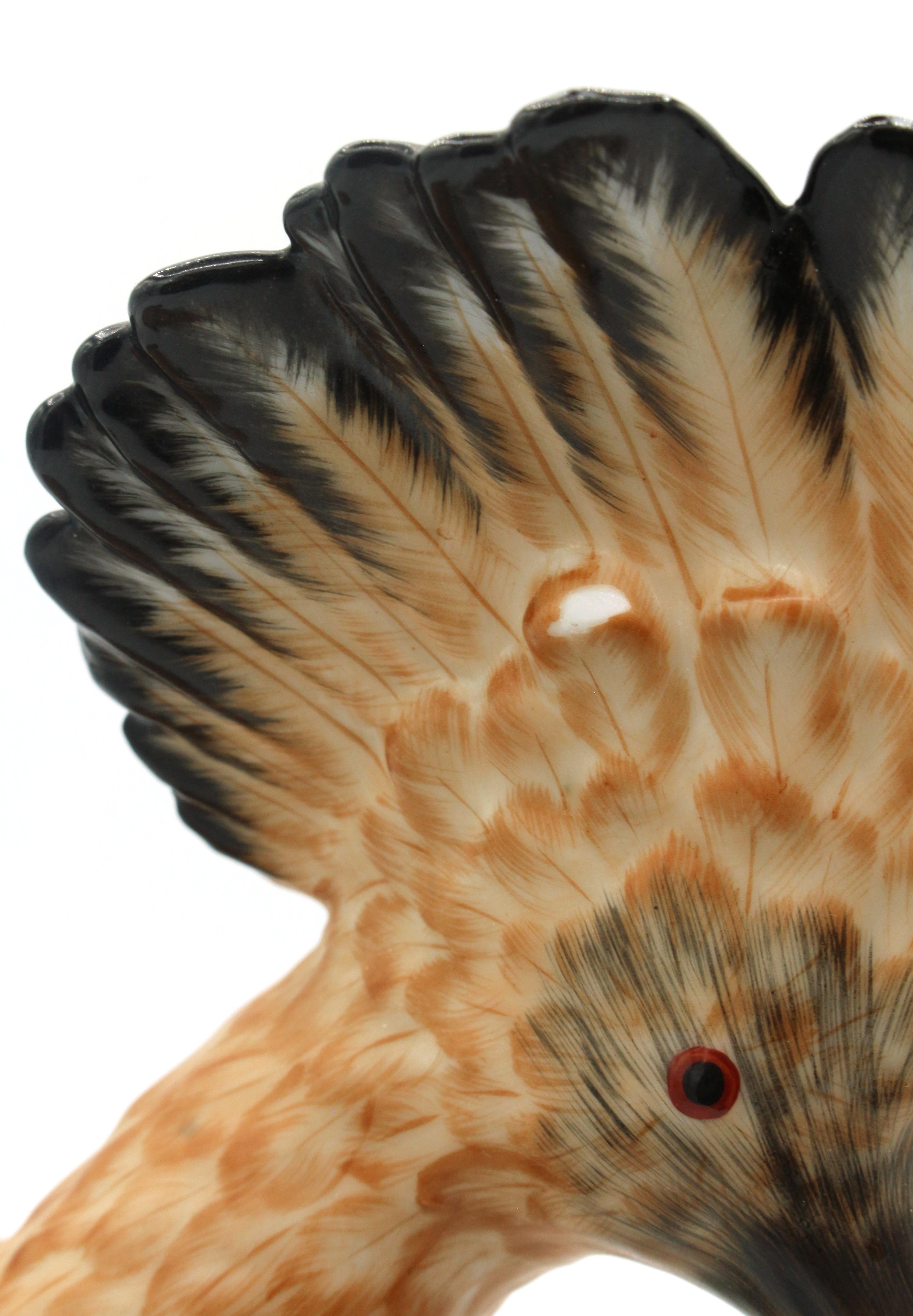 Mid-20th Century Italian Porcelain Hoopoe Bird Figurine For Sale 3