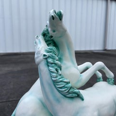 Mid-20th Century Italian Prancing Horse Glazed Ceramic Majolica Sculpture