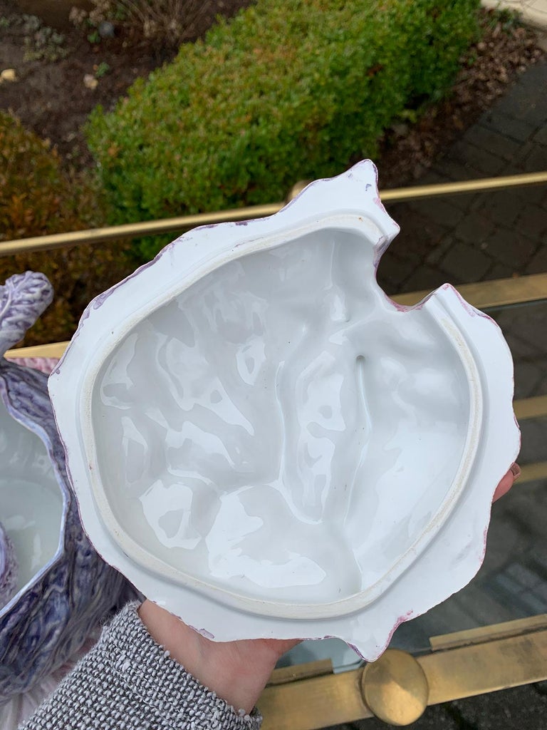 Mid20th Century Italian Purple Porcelain Cabbage Tureen with
