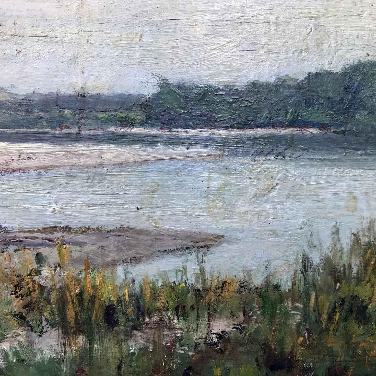 Mid-20th Century Italian  River Landscape Painting by Comolli Luigi 1946  In Good Condition In Milan, IT