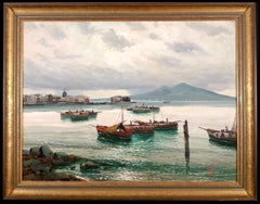 Bay of Naples – große italienische Küstenlandschaft des mittleren 20. Jahrhunderts, Ölgemälde