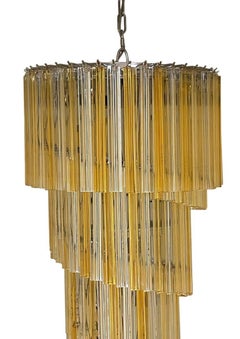 Mid-20th Century Italian Spiral Chandelier with Amber & Clear Venini Glass